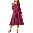 thumbnail image 2 of Vestidos maxi casuales de otoño para mujeres INSPIRE CHIC con cuello redondo, fluido, de capas, bohemio, largo, con bolsillos, 2 of 5