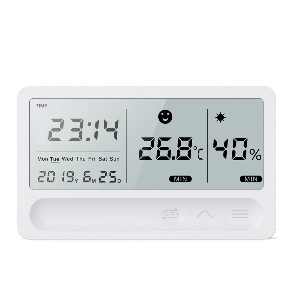 YOULANDA Large Display Indoor Outdoor Thermometer Digital Humidity Temperature Monitor with Alarm Clock 