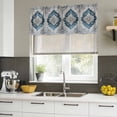thumbnail image 4 of Blue Boho Floral Curtain Valances for Windows, Kitchen Valance Window Treatments Panel 2 Pack, Vintage National Floral Textured Rod Pocket Short Curtains for Bathroom Bedroom 42 x 18 Inch, 4 of 8
