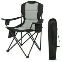 Tcbosik Folding Camping Chair with Bag, Heavy Duty Lawn Chair with Cup Holder, Side Pocket and Cooler Bag, Outdoor Portable Armchair, Black
