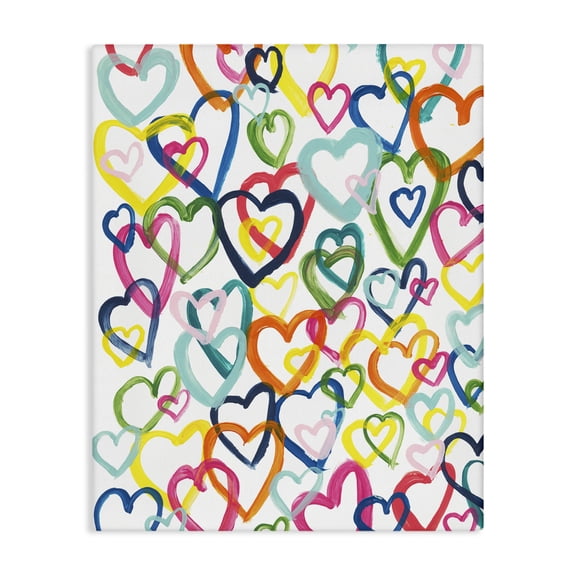 Stupell Industries Eclectic Vivid Bold Hearts Pattern Abstract Design Canvas Art, 16 x 20, by Bronwyn Baker
