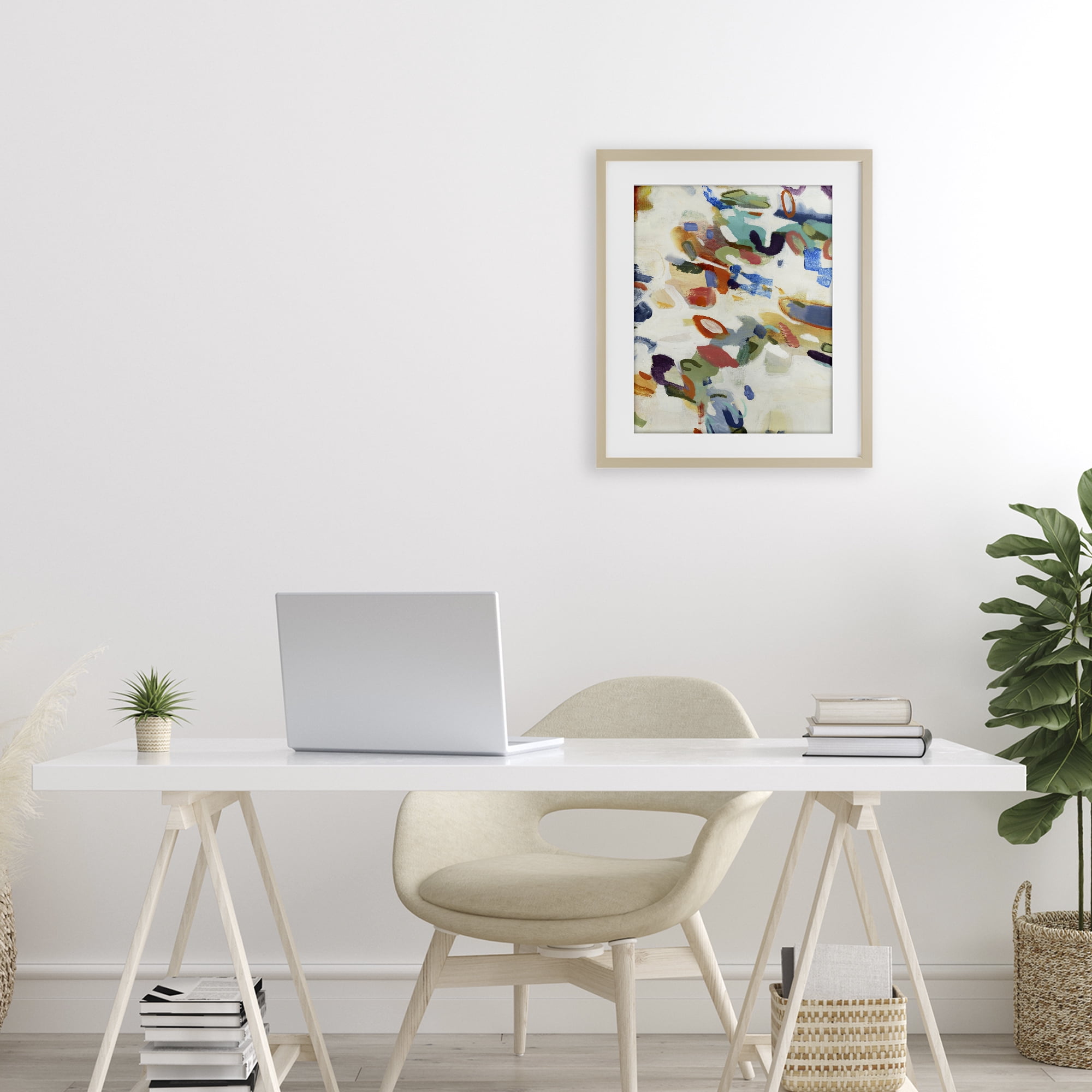 Stupell Industries Multihued Expressive Abstract Birch Framed Print Under Glass, design by Lisa Ridgers