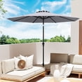 thumbnail image 4 of Gymax Parasol de Marché Robuste pour Patio avec Mécanisme d'Inclinaison, Manivelle, 8 Nervures Robustes, Extérieur, 4 of 10