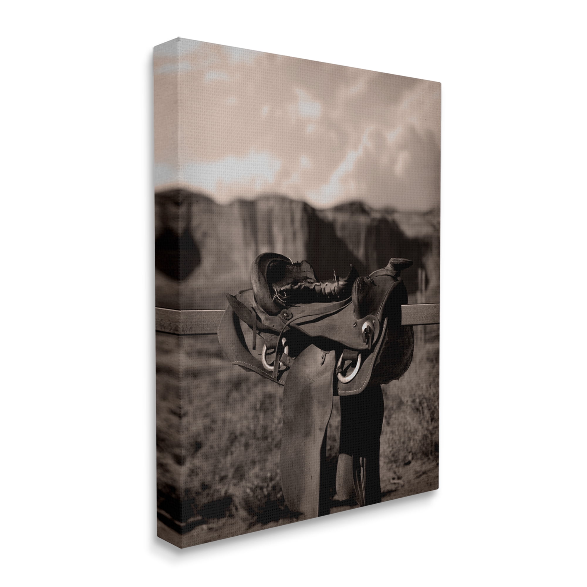 Stupell Industries Horse Saddle in Desert Landscape Photography Gallery Wrapped Canvas Art Print Wall Art, 30 x 40