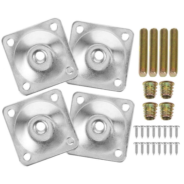 CRAFTHROU 4Jgo Soportes De Montaje Para Patas De Muebles En Hierro Duradero Color Plata Para Reparaciones