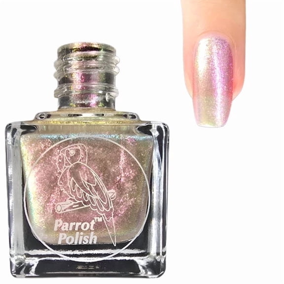 Parrot Polish Pastel Ultrachrome Nail Polish, Quick Dry Holographic Light Pink Color Lacquer, Long Lasting Shimmering Enamel, Cariana, 0.5 Fl Oz