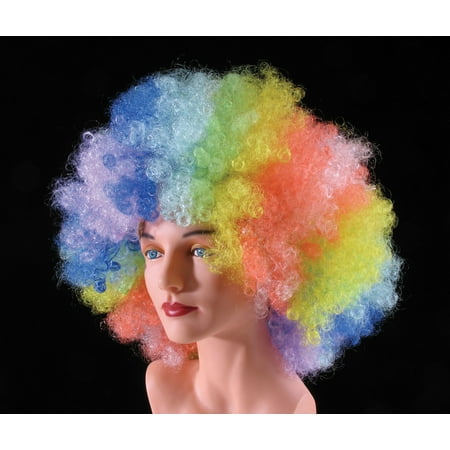 Afro Fro Wig - Star Power Huge Super Fro Clown Costume Afro Wig, Rainbow, One Size