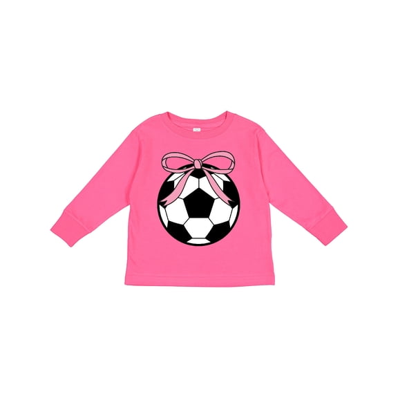 Inktastic Girls Soccer Ball Coquette Bow Girls Long Sleeve Toddler T-Shirt