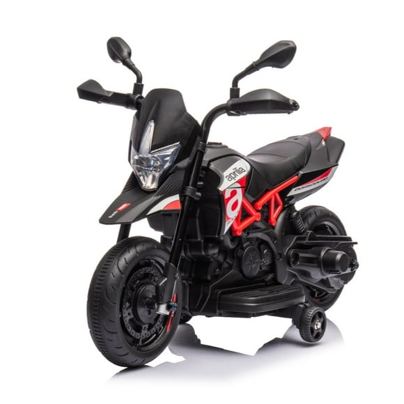 Kids Ride on Motorcycle, 6V Battery Powered Ride On Toy with LED Lights, Sounds & Music, 2 Training Wheels, Electric Dirt Bike Toys for Boys Girls