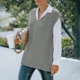thumbnail image 2 of Pull en Tricot pour Femmes Gilets Femmes Crop Pull V Cou Sans Manches JK Uniforme Tricot Tops, 2 of 8