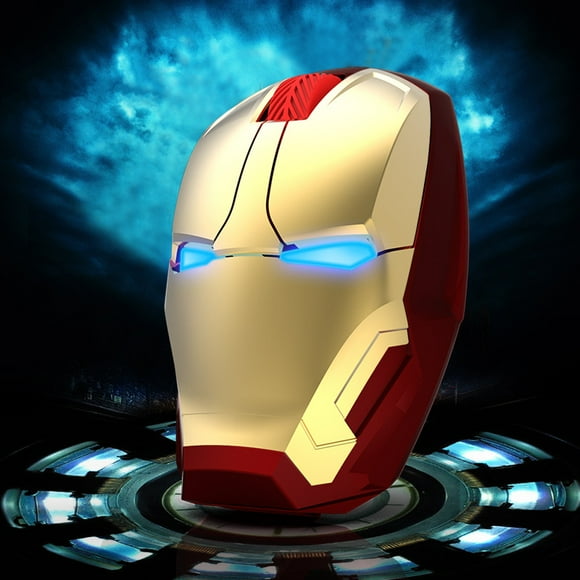 Iron Man Mouse Wireless Mouse Noiseless USB 2.4Ghz Computer Optical Mouse for PC Laptop Mac (Gold)