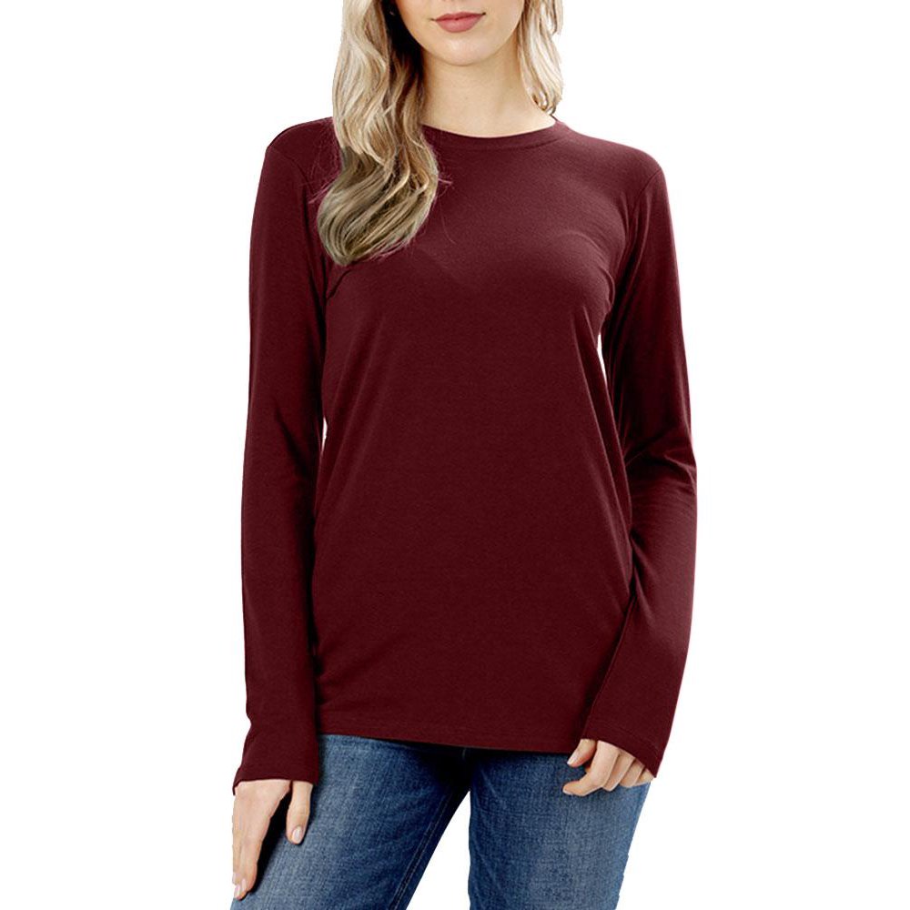 Niobe Clothing - Womens Cotton Long Sleeve Crew Neck Shirt - Walmart ...