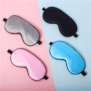 4Pcs Silk Sleep Eye Mask, Blackout Eye Mask for Sleeping With Adjustable Strap, Comfortable Soft Night Blindfold for Women Men Kids