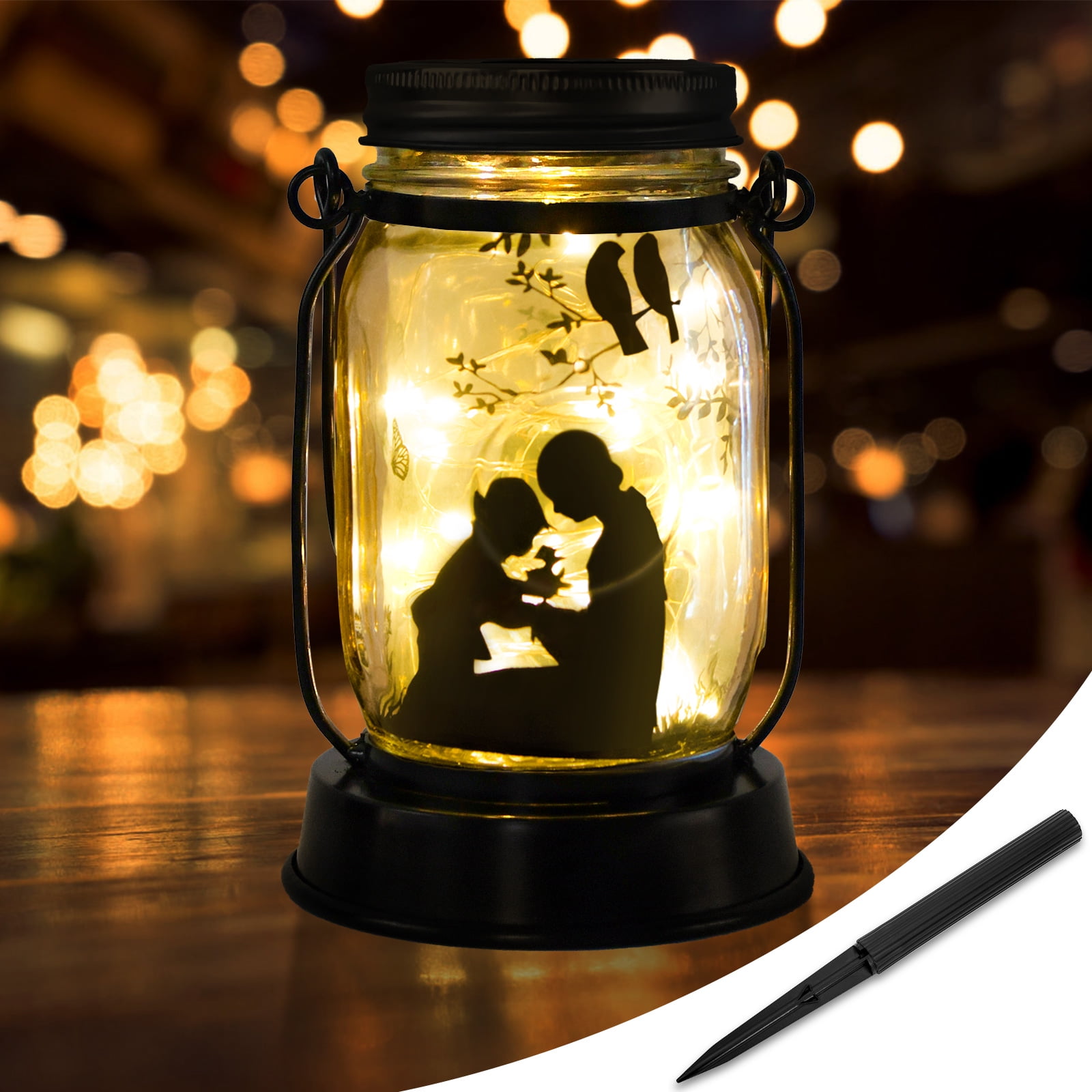 Parent-Child Solar Lanterns Mother's Day Gift Outdoor Garden Hanging Solar Lights Parent-Child Gifts for Women, Memorial Gifts Fairy Lights for Patio Yard Lawn Outside Decor Lamp