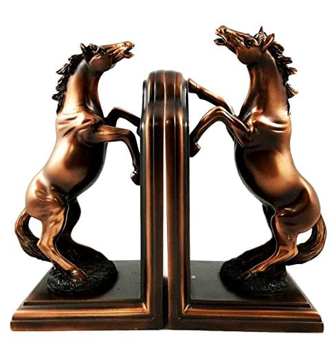 Two Fine Horses Standing On Hind Legs Bookends Bronze Electroplated Figurine 
