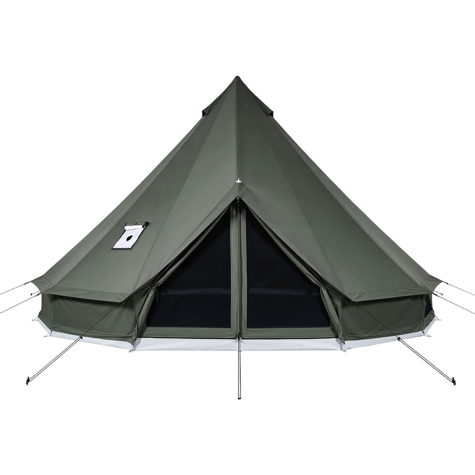 Canvas Bell Tent 4 Season 13.12 ft Yurt Tent with Stove Jack Breathable Holds 4 People Zipped Detachable Floor Glamping Hunting