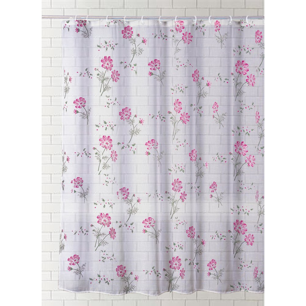 6' Pink and Green Floral Print Home and Bathroom Essentials Shower