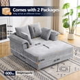 thumbnail image 5 of Ktaxon Jacquard Plush Fabric Chaise Lounge, Sofa Bed with Acrylic Legs, Floating Sleeper with Pillow Armrest, 2-Person Seating for Living Room & Game Room Blue-Gray, 5 of 9