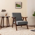thumbnail image 4 of Gymax Set of 2 Accent Chair Leathaire Leisure Armchair w/ Rubber Wood Frame Light Gray, 4 of 8