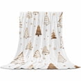 thumbnail image 2 of Abstract Christmas Tree Throw Flannel Blanket 40x60In Winter Snowflake Gold Line Trees Super Soft Cozy Bed Blanket, Lightweight Plush Fuzzy Bed Throw for Bedroom Sofa Couch Living Room, 2 of 4