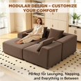 thumbnail image 6 of Pinmoco 111.5" Sectional Sofa Couch with Ottoman, Modular Boneless Cloud Couch with Deep Seats, Corduroy Upholstery, 4-Seater Comfy Sofa for Living Room, No Assembly Needed, Brown, 6 of 9