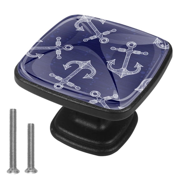 4 Pcs Cabinet Handle Drawer Pulls Anchor Knobs with Screws Square Furniture Office Cabinet Knob Decoration