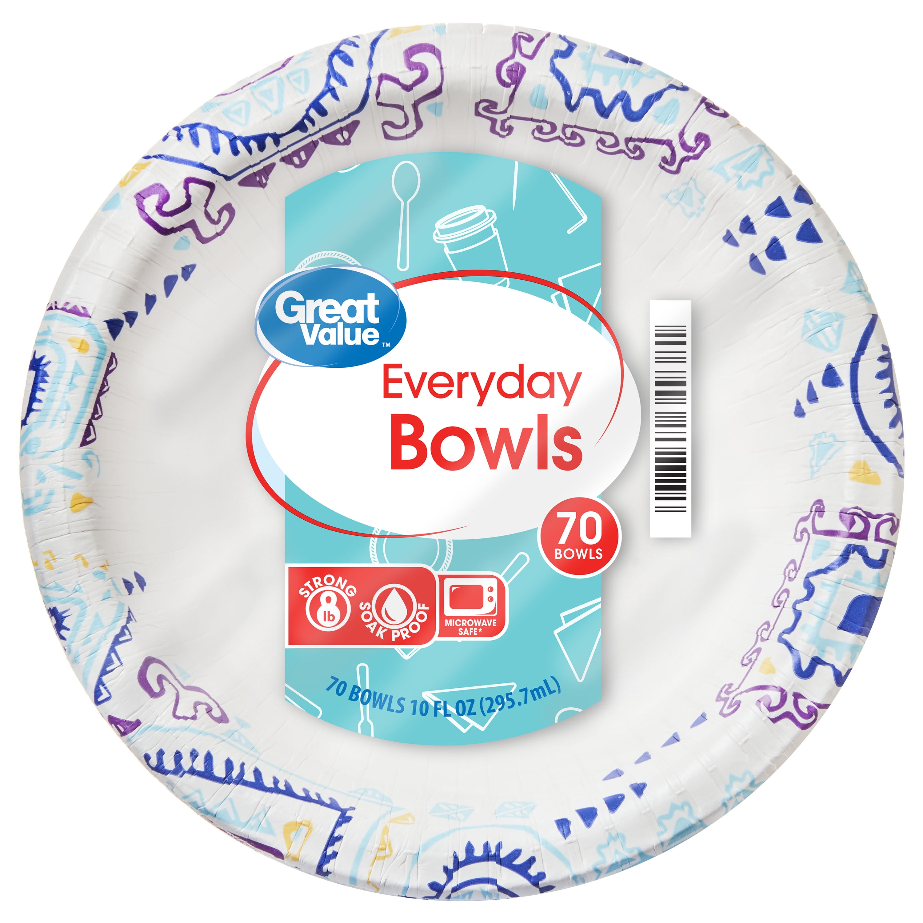 Great Value Everyday Paper Bowls, 10 oz, 70 Count