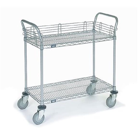 Nexel 2 Wire Shelves Utility Cart, Pneumatic Wheel Casters, Chrome Finish, 18"W x 30"L 18"W x 30"L x 39"H
