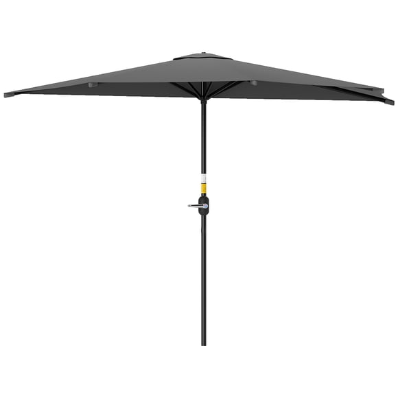 CoSoTower 9.8ft Half Umbrella Semi Round Patio Parasol with Crank Handle, Top Vent for Garden, Balcony- NO BASE INCLUDED Dark Grey