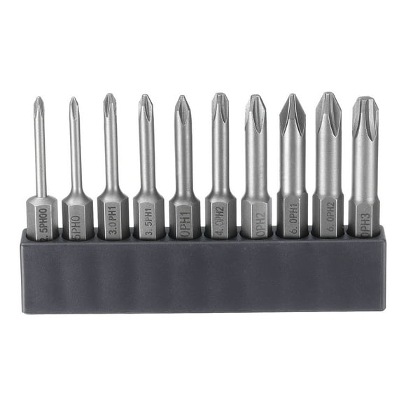 Unique Bargains 10 Pieces Phillips Screwdriver Bit Set PH00-PH3 1/4" Hex Shank 2" Long Magnetic S2 Steel Screw Driver Bit