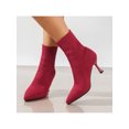 thumbnail image 4 of Innerwin Bottines à Talons Hauts pour Femmes, Chaussures d'Hiver à Enfiler, Bout Pointu, Rouge Pastèque 8.5, 4 of 8
