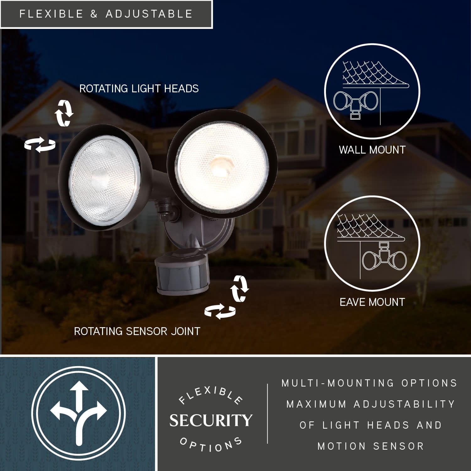 Bronze Motion Sensor Dusk to Dawn Outdoor Security Flood Light - 240 Degree Range - 85 Ft.