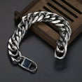 thumbnail image 3 of Heavy Men Bracelet Chain 316L Stainless Steel Curb Cuban Rombo link Bangle 7-11", 3 of 5