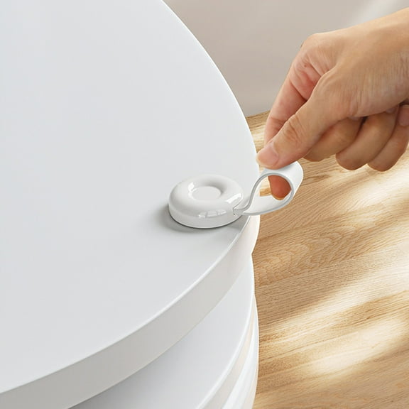 Toilet Seat Lifter Handle - No Touch Hands-Free Lid Opener with Dual Function Hook for Bathroom Hygiene, White Plastic Easy Install Toilet Accessory for Home & Public Restrooms (27.1cm)