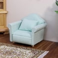 thumbnail image 2 of Dollhouse Couch with Pillow 1 12 Scale Miniature Sofa Arm Chair Living Room Furniture Wooden Fabric Frame Single Reading Chair Artificial House Room Scene Decoration (Green), 2 of 6