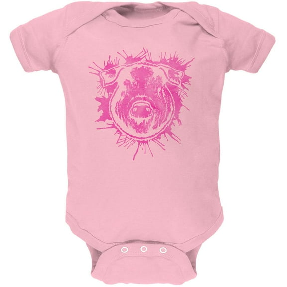 Piggy Pretty in Pink Soft Baby One Piece Light Pink 0-3 M