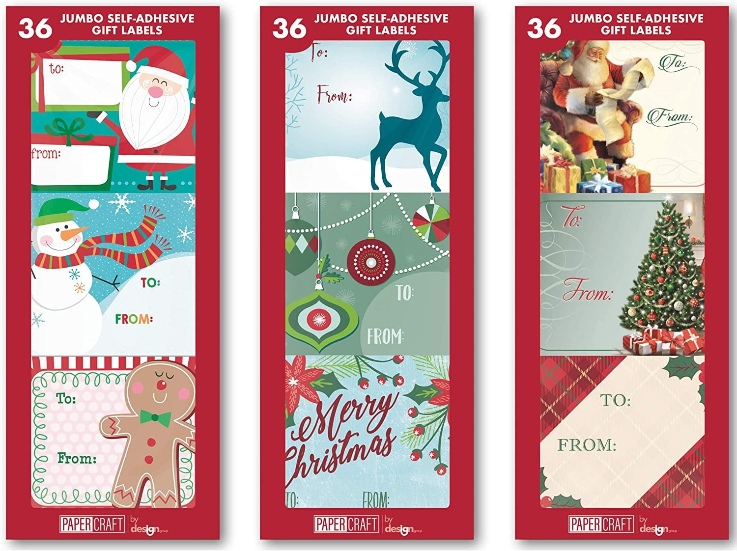 Christmas Holiday Gift Tags Self-Stick Adhesive Present Stickers Labels 108 Count of Assorted ...