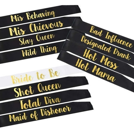 

YZDING 12 Pcs Bride To Be Sash Bachelorette Party Decorations- Unique Bride And Bridesmaid Sashes Fo