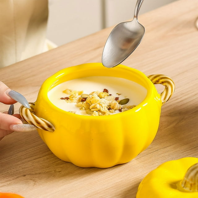 Wzzjkit 800ML Unique Halloween Ceramic Pumpkin Tableware Milk Oatmeal Breakfast Tableware Holiday Gift Tableware