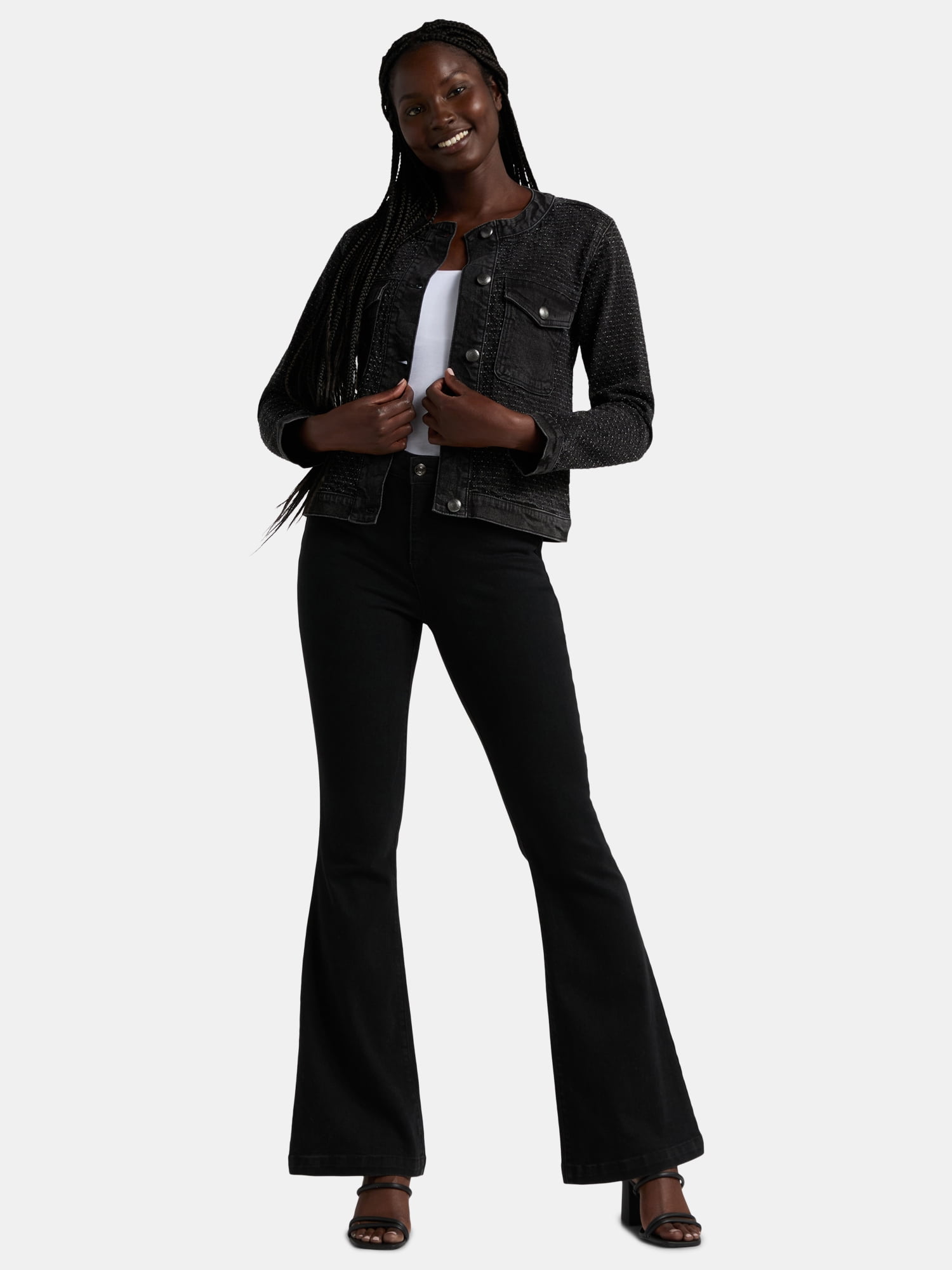 Time and Tru Women's Clip Dot Denim Jacket, Sizes XS-XXXL