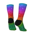 thumbnail image 5 of Uemuo Rainbow Glitter Pattern Women's Crew Socks, Soft Durable Breathable Moisture-Wicking with Odor Control Cotton socks, 5 of 9