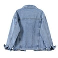 thumbnail image 3 of Jiyugala Women's Overcoat Denim Jacket Relaxed Fit Casual Jean Trucker Jacket, 3 of 9