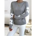 thumbnail image 4 of Suéteres de Cuello Redondo, Larga y Hombros Caídos con Estampado Floral para Mujer. Gris XL, 4 of 9