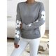 thumbnail image 4 of Suéteres de Cuello Redondo, Larga y Hombros Caídos con Estampado Floral para Mujer. Gris XL, 4 of 9
