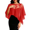 thumbnail image 3 of jiaxiM Sheer Shawl Women Chiffon Capelet Batwing Sleeves Elegant Evening Wedding Shawl Wrap Sheer Mesh Asymmetric Hem Formal Cover Up, 3 of 5