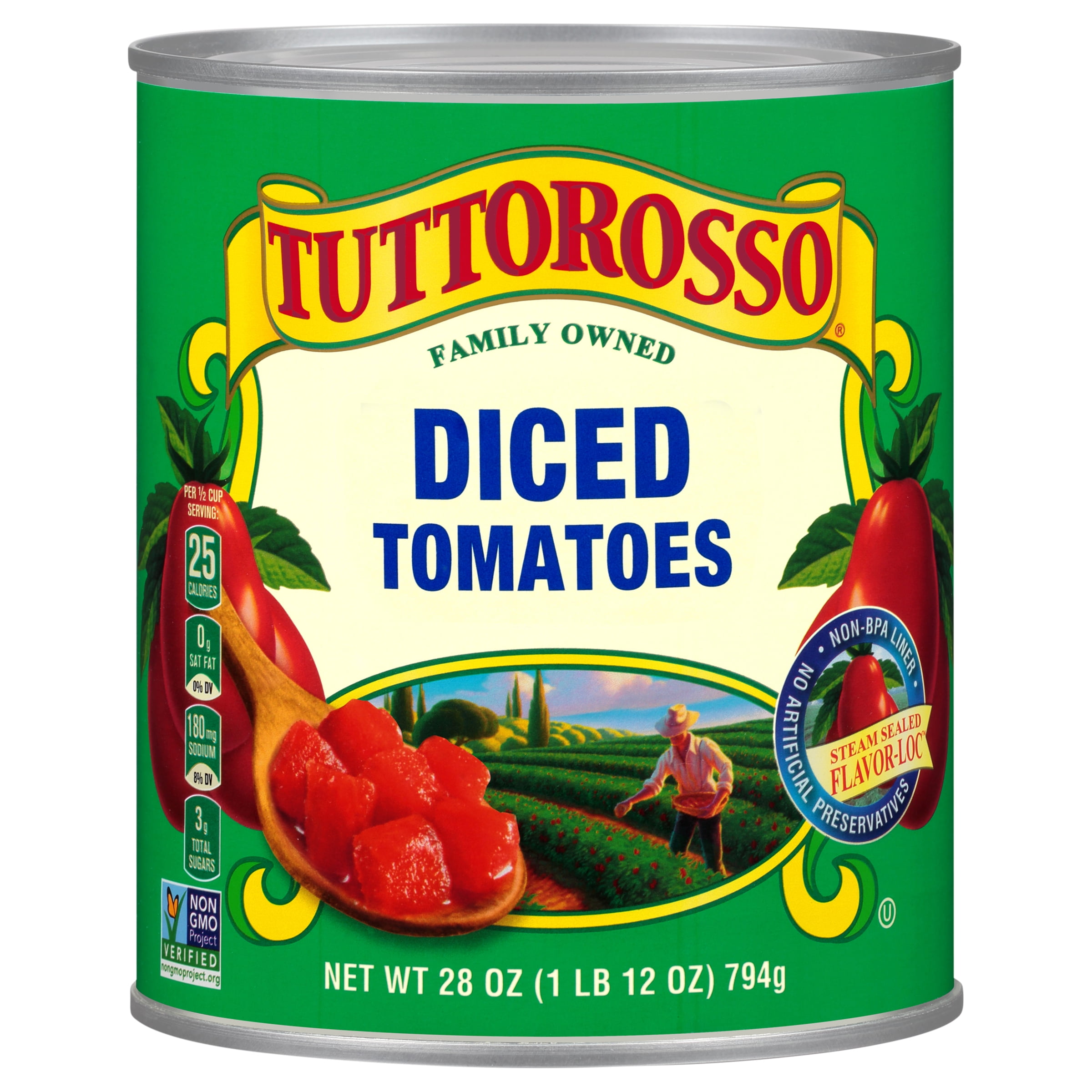 (6 pack) Tuttorosso Diced Tomatoes, 28 oz Can