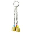 thumbnail image 2 of Flmtop Pet Bird Parrot Pigeon Hanging 3 Bell Chain Cage Stand Bite Playing Sound Toy Golden, 2 of 9