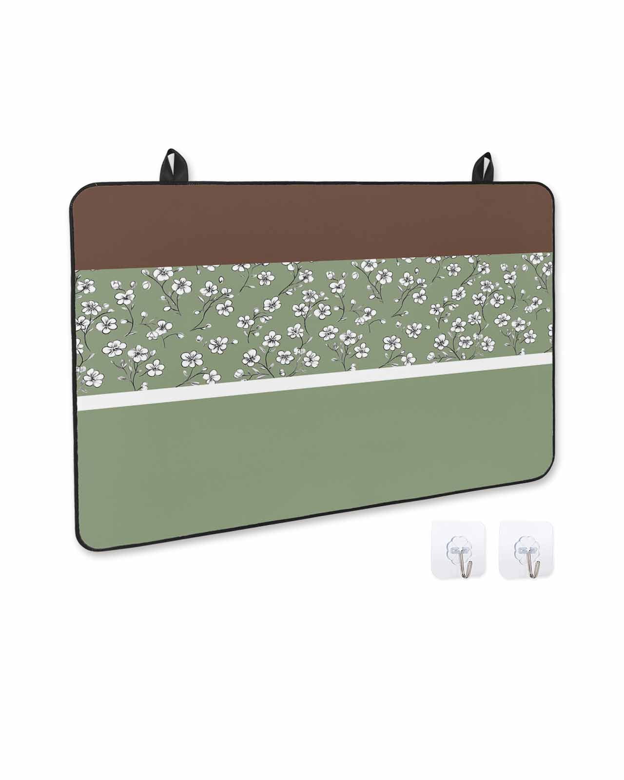 nqOlkjepod Large Induction Cooktop Protector Mat 24"x21", Sage Green Brown Flowers Stove Top Covers for Electric Stove, Classic Botanical Art Elegant Stove Burner Cover Mats, Glass Top Stove Cover