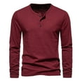 thumbnail image 1 of Yuyuzo Men Basic Tops Long Sleeve 1/4 Button Notch V Neck Cozy Fall Casual Shirts Blouse Solid Color, 1 of 5