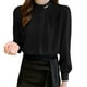 thumbnail image 2 of Camisas de vestir para mujer,Blusa plisada con cuello en V para mujer, manga corta, poliéster, informal, estampada, para uso diario, sopatenor, 2 of 6